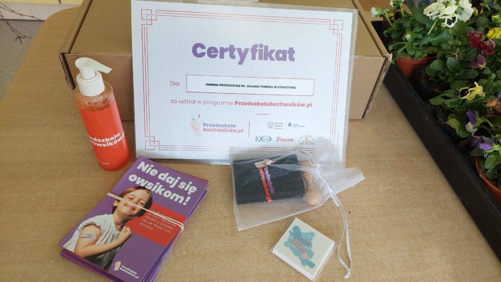 Certyfikat za udział w programie PrzedszkolaBezOwsików.pl